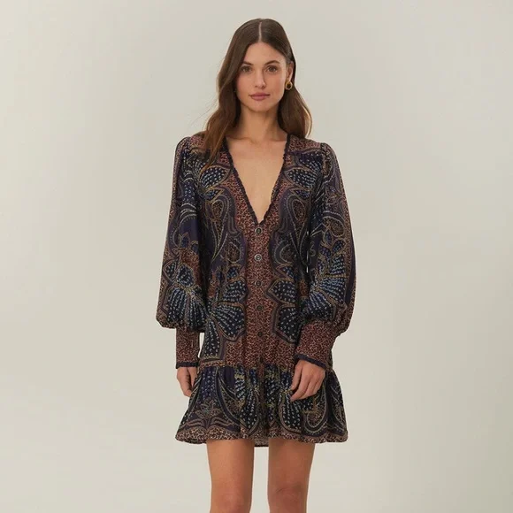 FARM Rio Multicolor Paisley Long Sleeve Dress - Picture 2 of 9